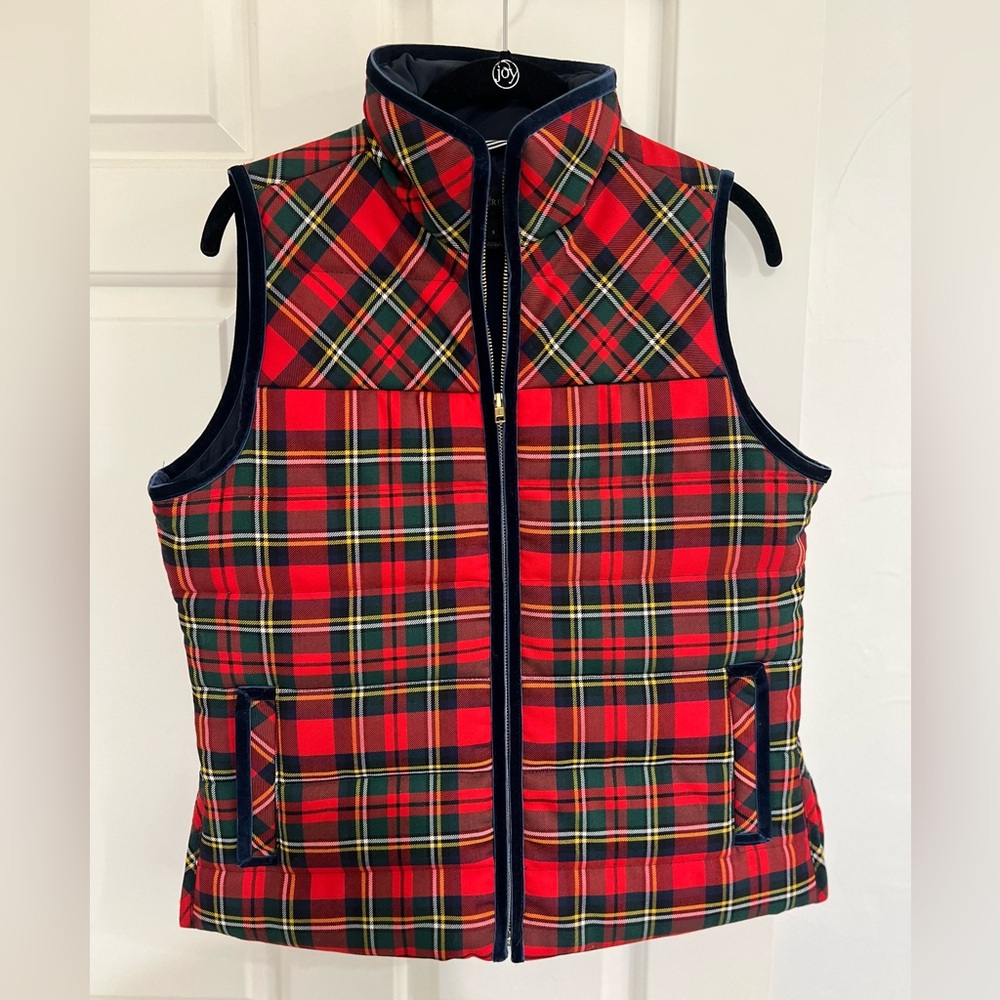 J. Crew red, green, yellow, navy plaid vest
